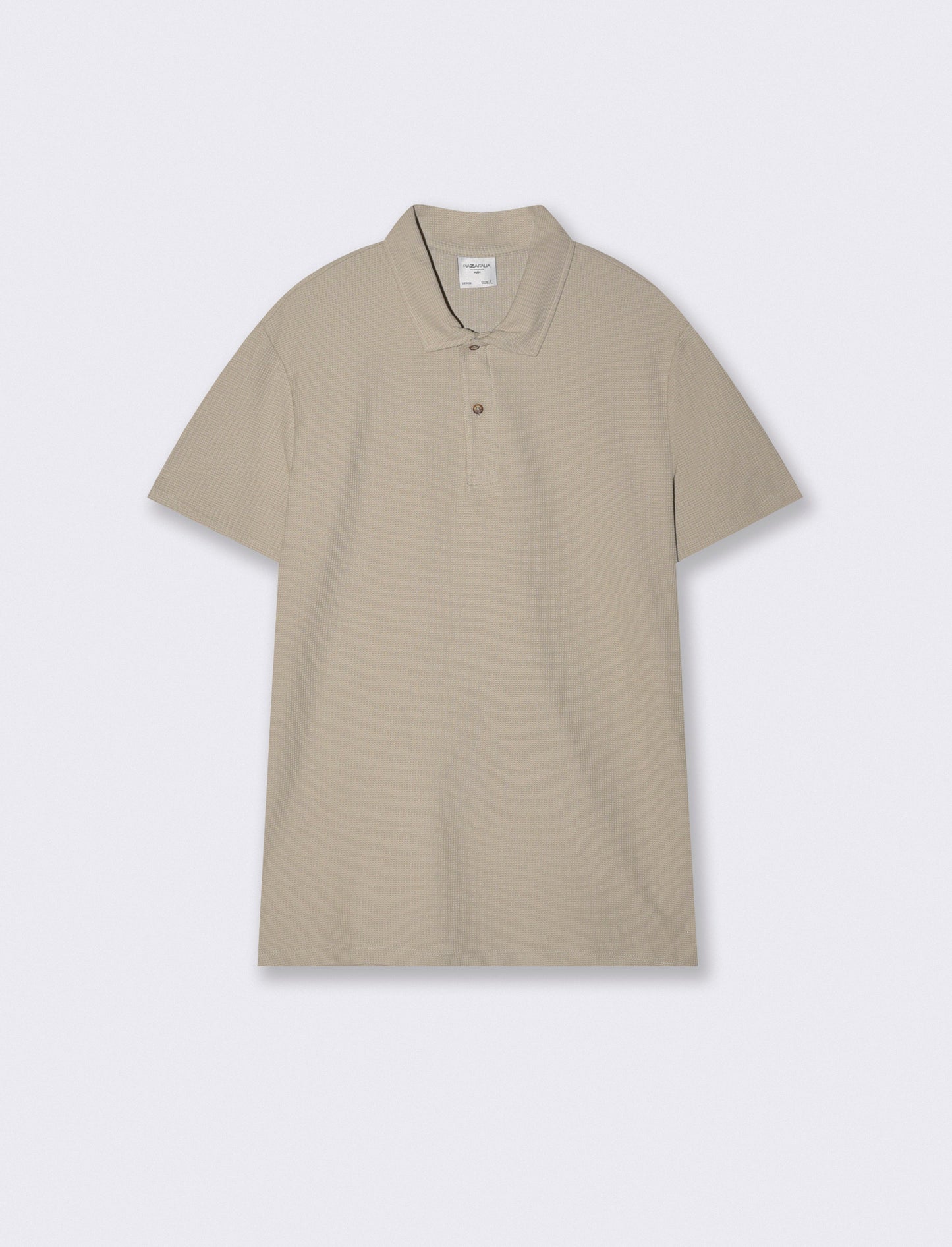Polo da set in tessuto waffle con colletto - Grigio stone