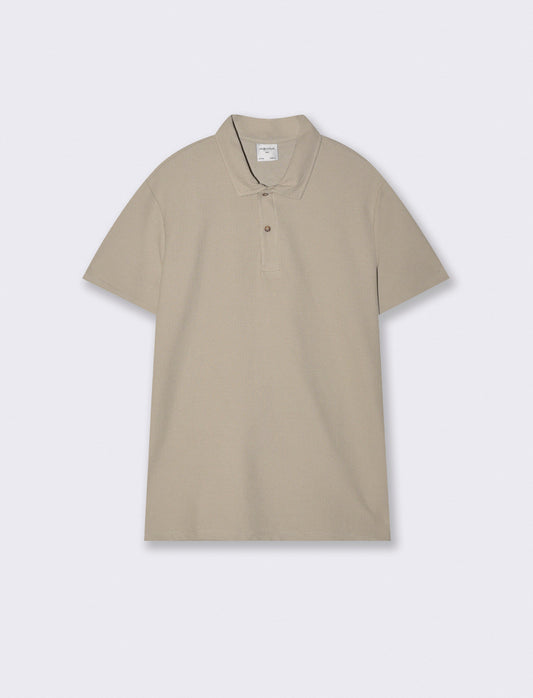 Polo da set in tessuto waffle con colletto - Grigio stone