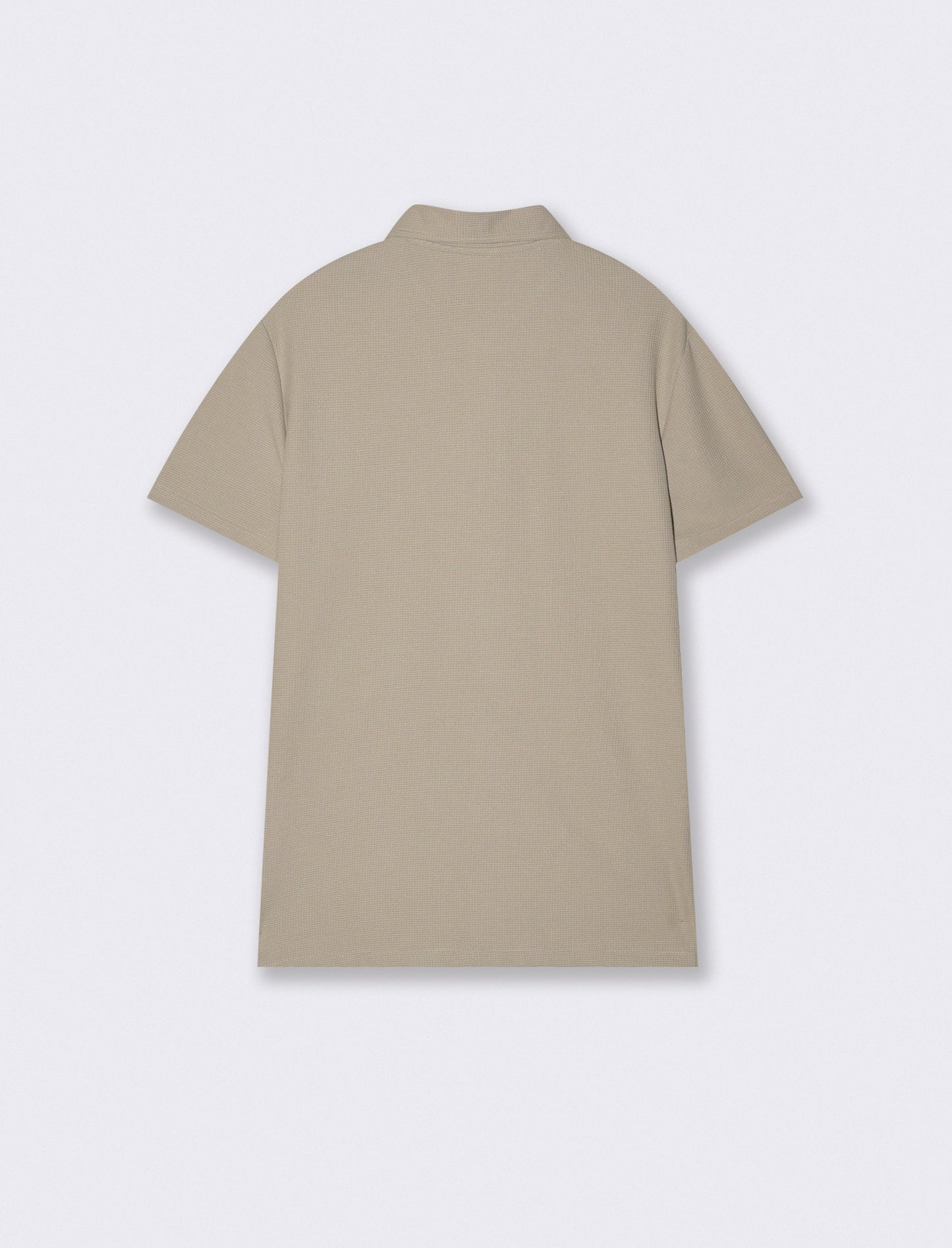Polo da set in tessuto waffle con colletto - Grigio stone