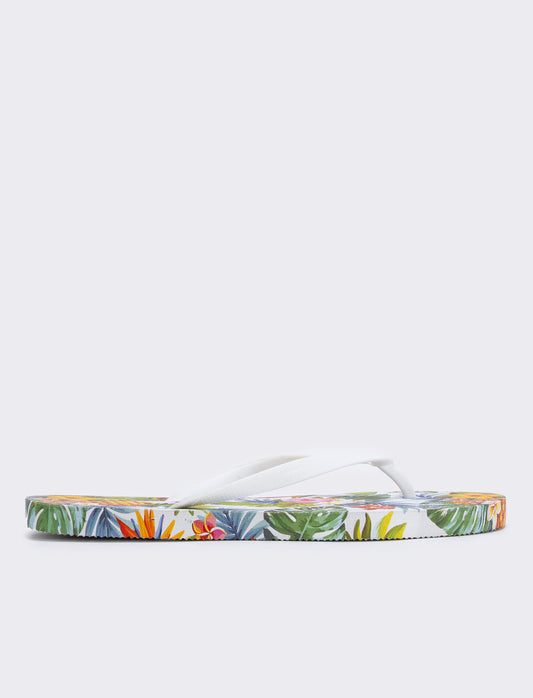 Infradito con stampa esotica - Bianco
