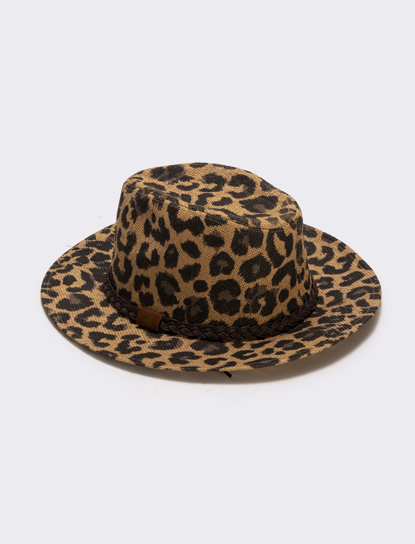 Cappello in paglia leopardato - Beige