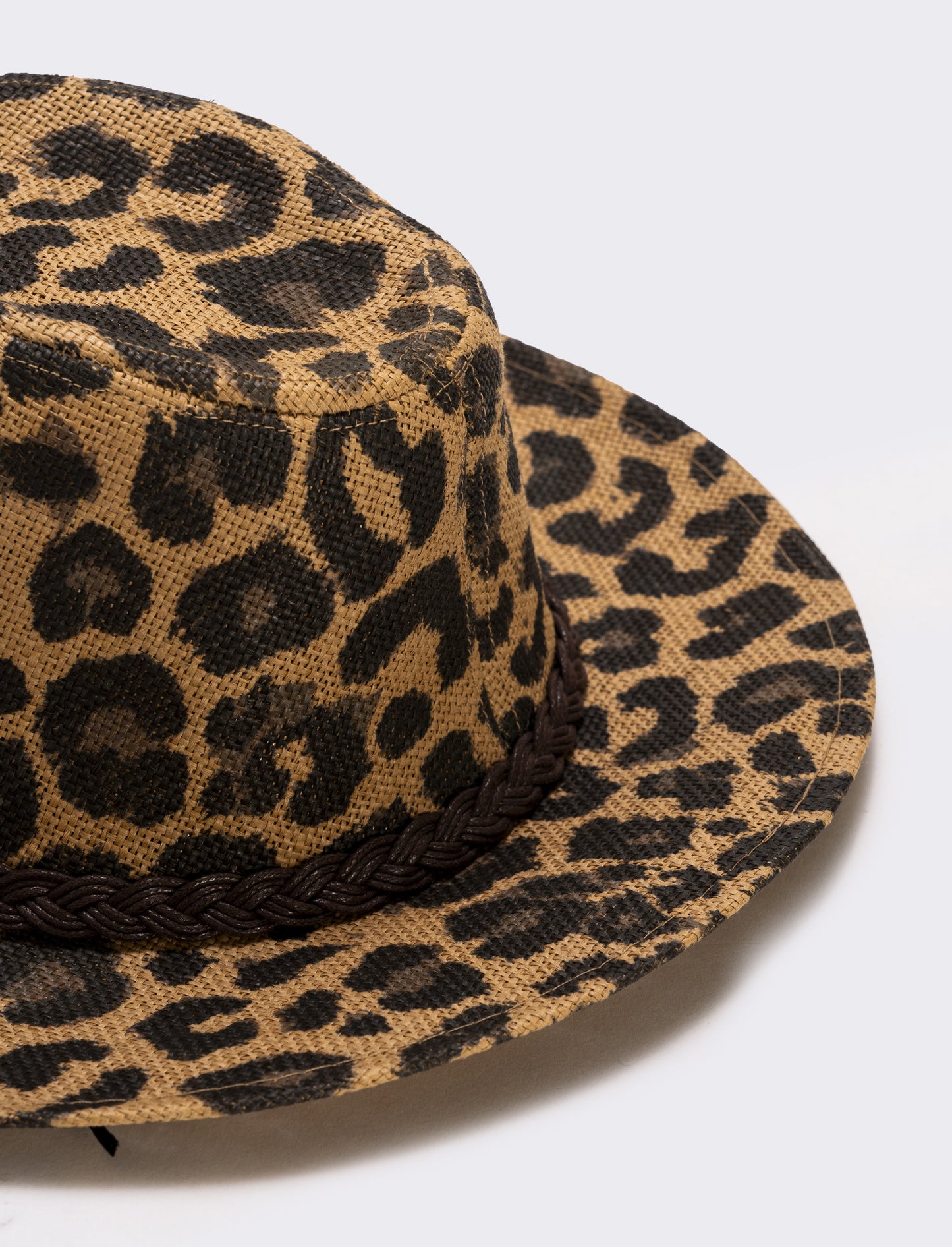 Cappello in paglia leopardato - Beige