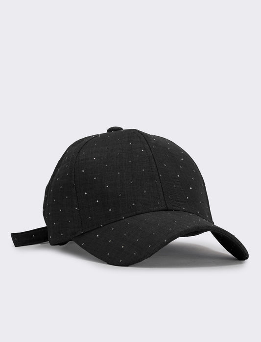 Baseball cap with rhinestones - Black