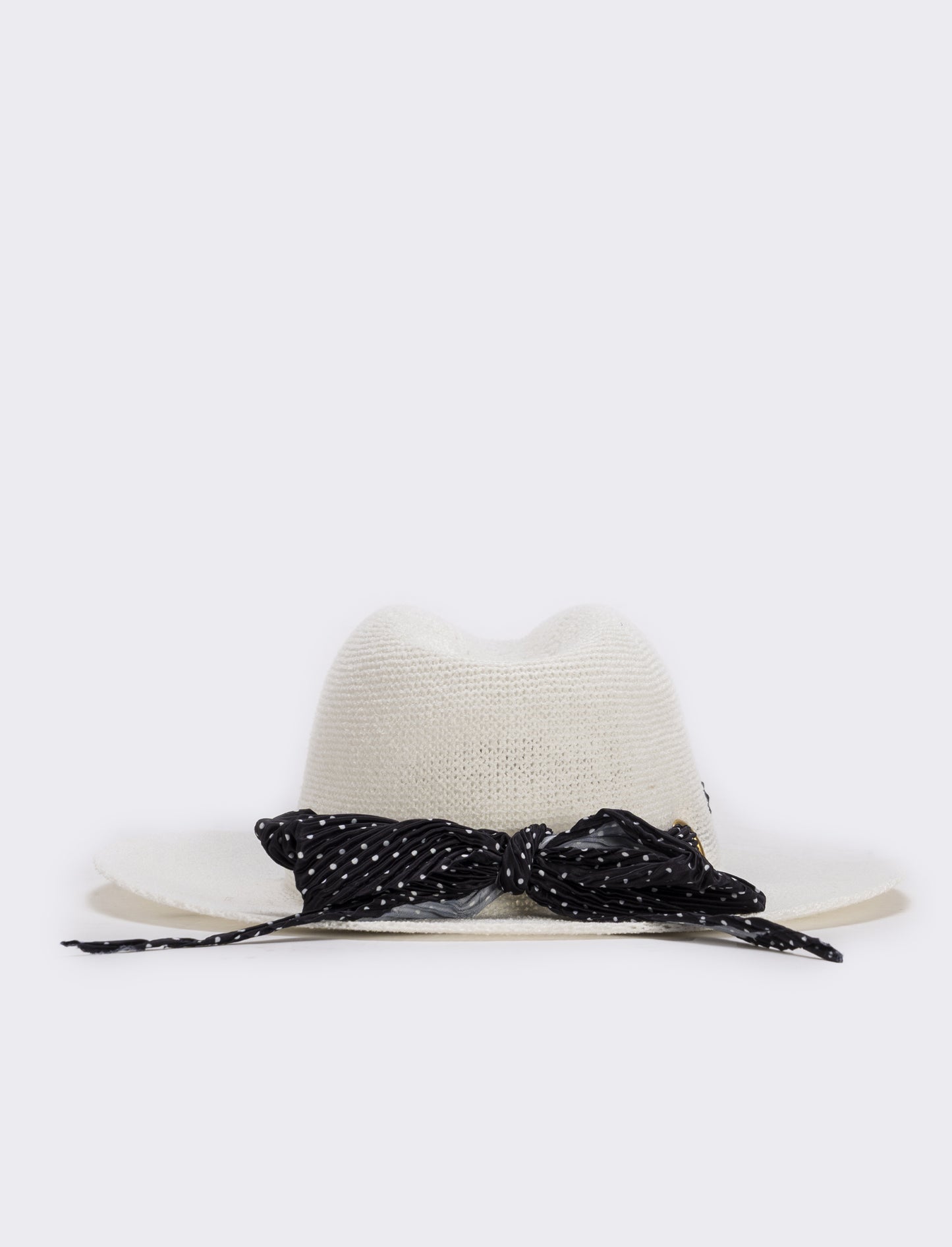 Cappello a falda larga con foulard elegante - Bianco