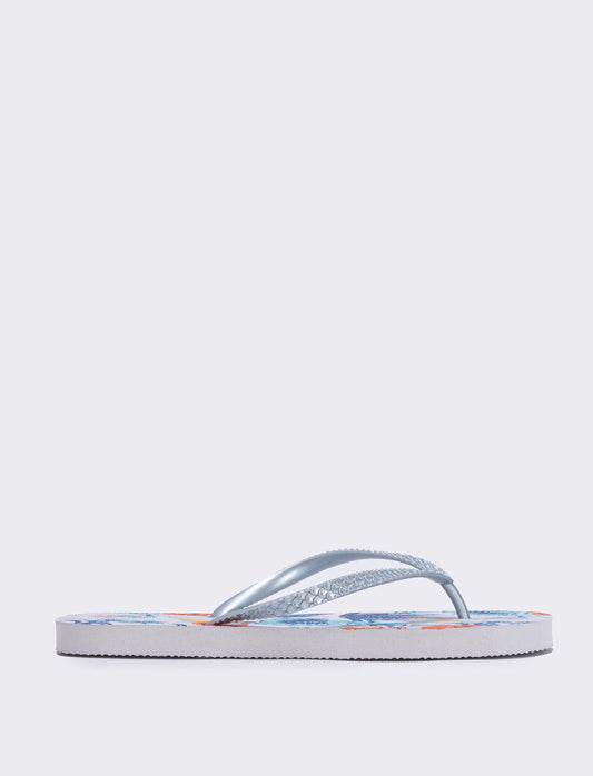 Infradito floreali in PVC - Argento
