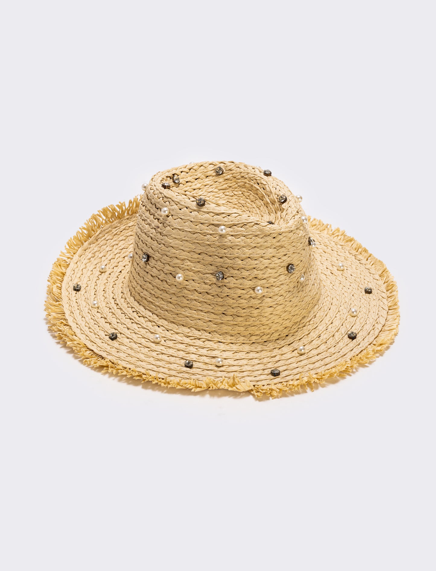 Cappello cowboy con perle e strass - Bianco natural