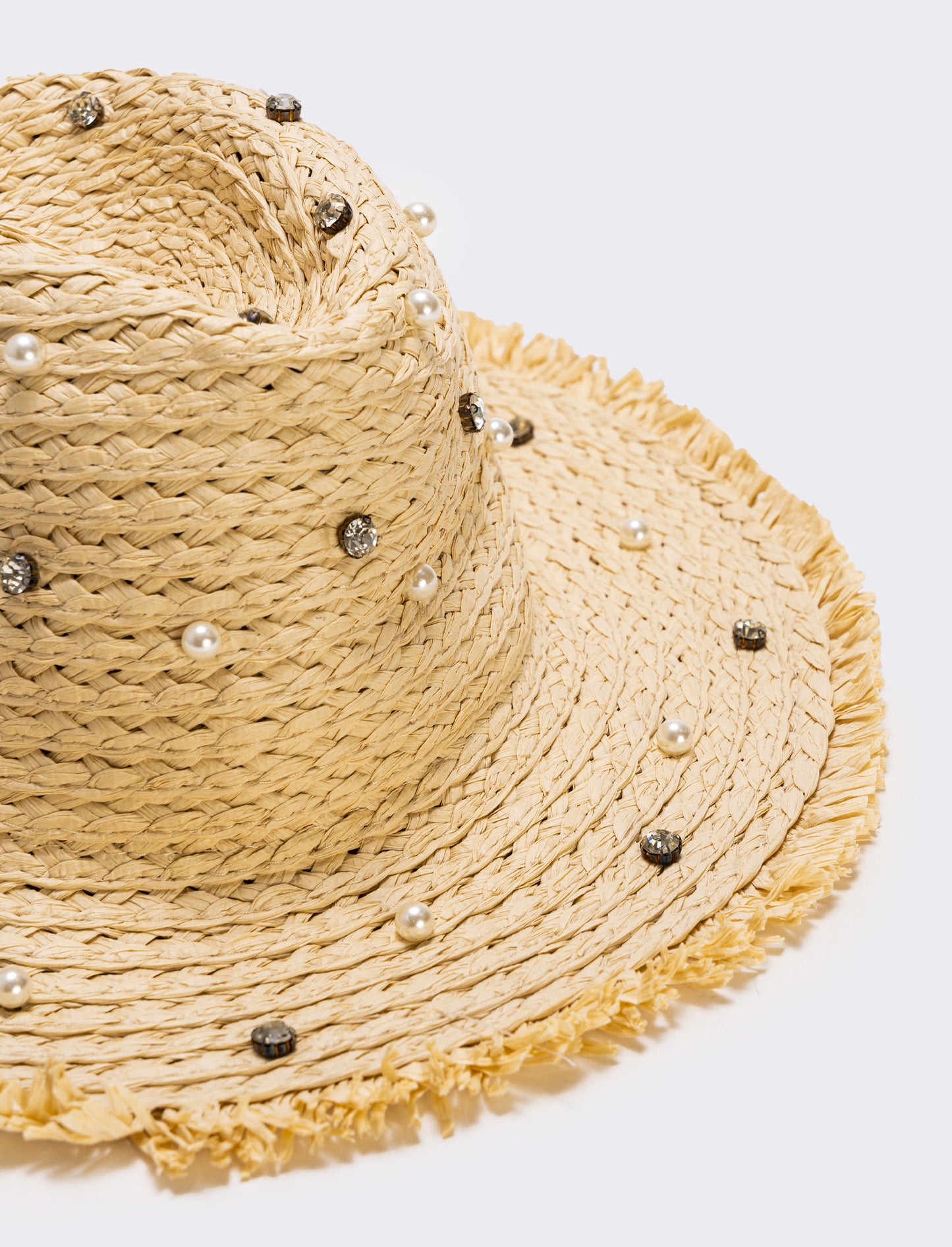 Cappello cowboy con perle e strass - Bianco natural