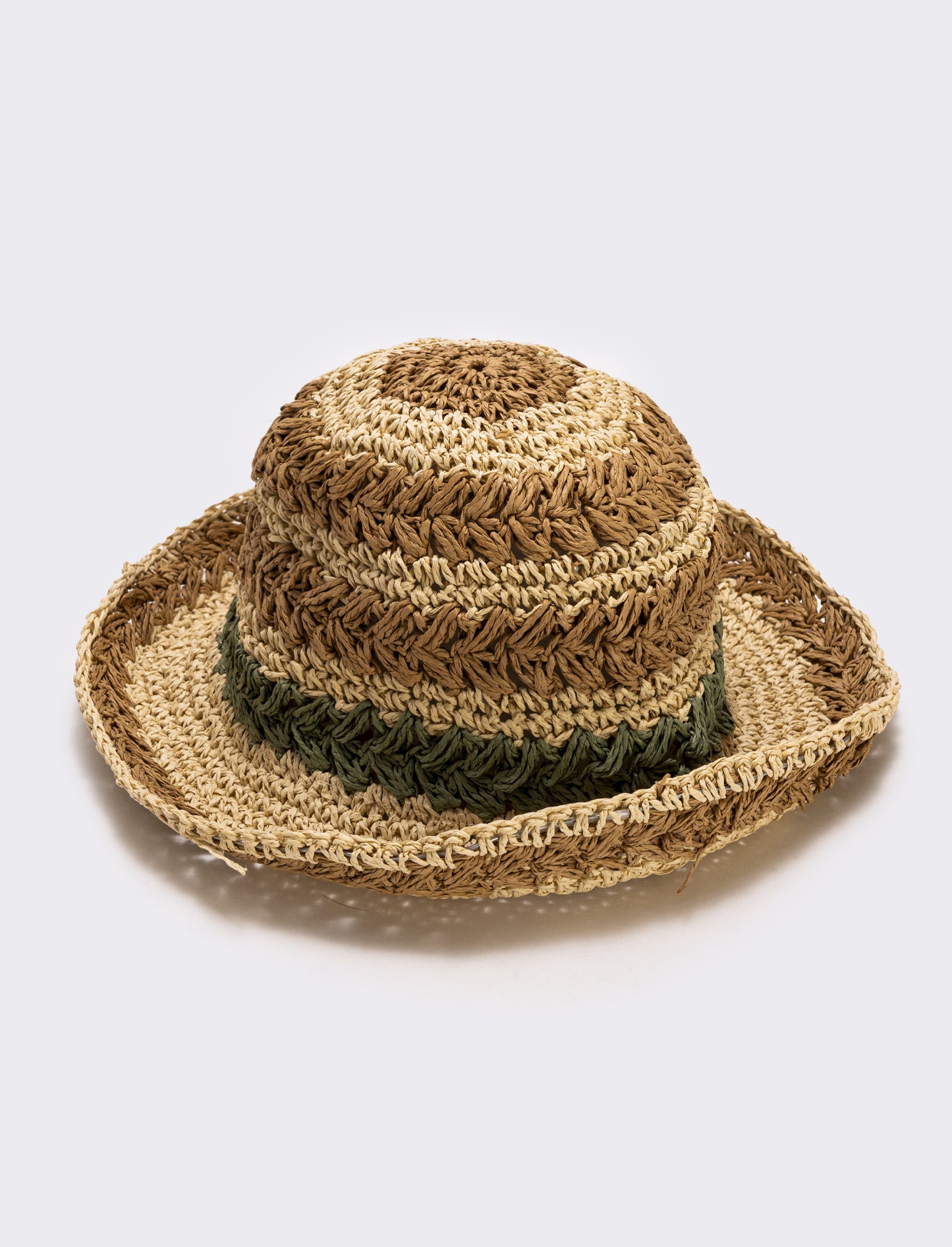 Woven striped straw hat - Beige