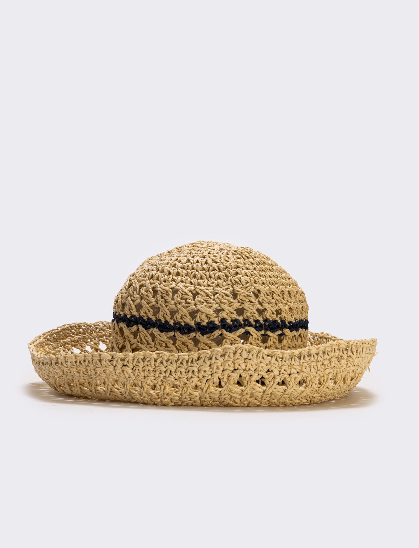 Cappello in paglia a doppio righino - Bianco natural