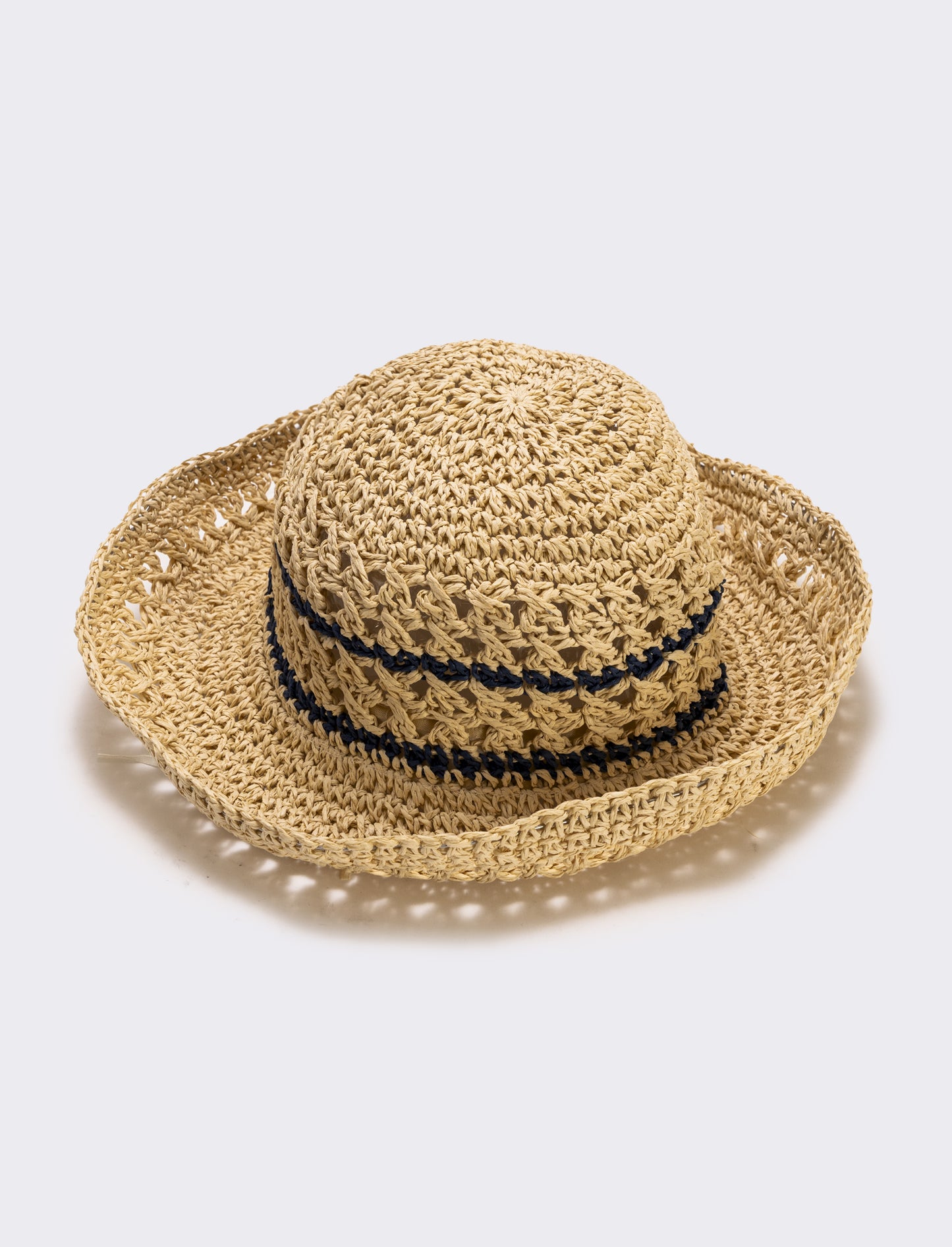 Cappello in paglia a doppio righino - Bianco natural