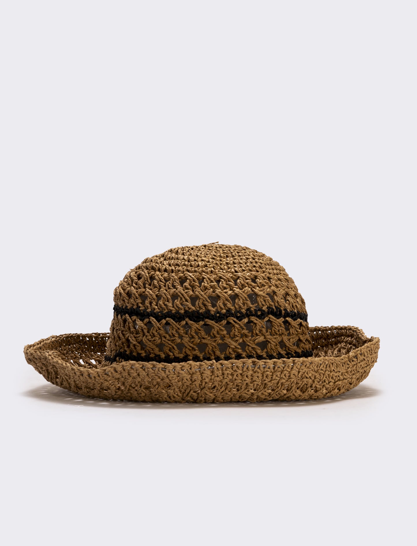 Cappello in paglia a doppio righino - Beige