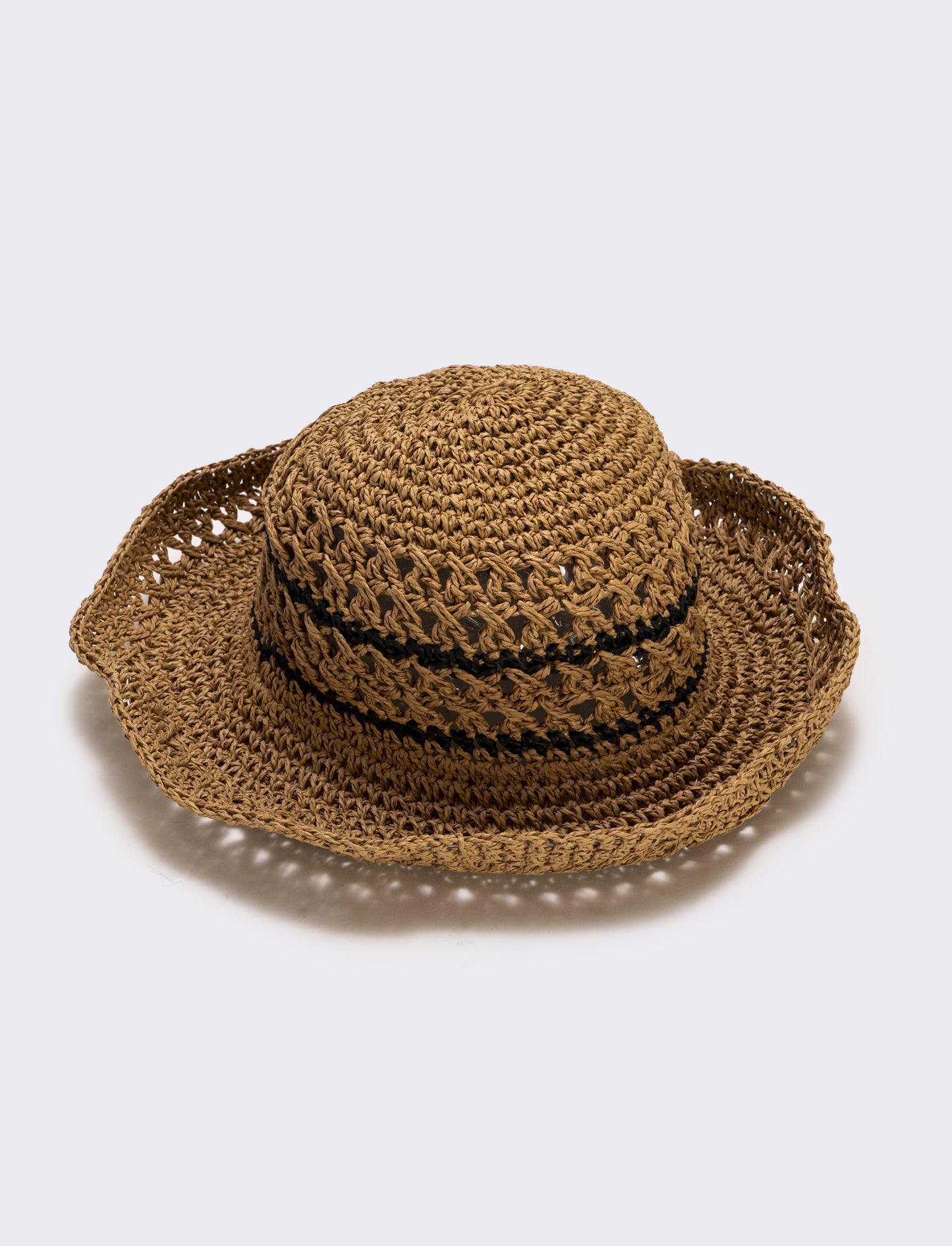 Cappello in paglia a doppio righino - Beige