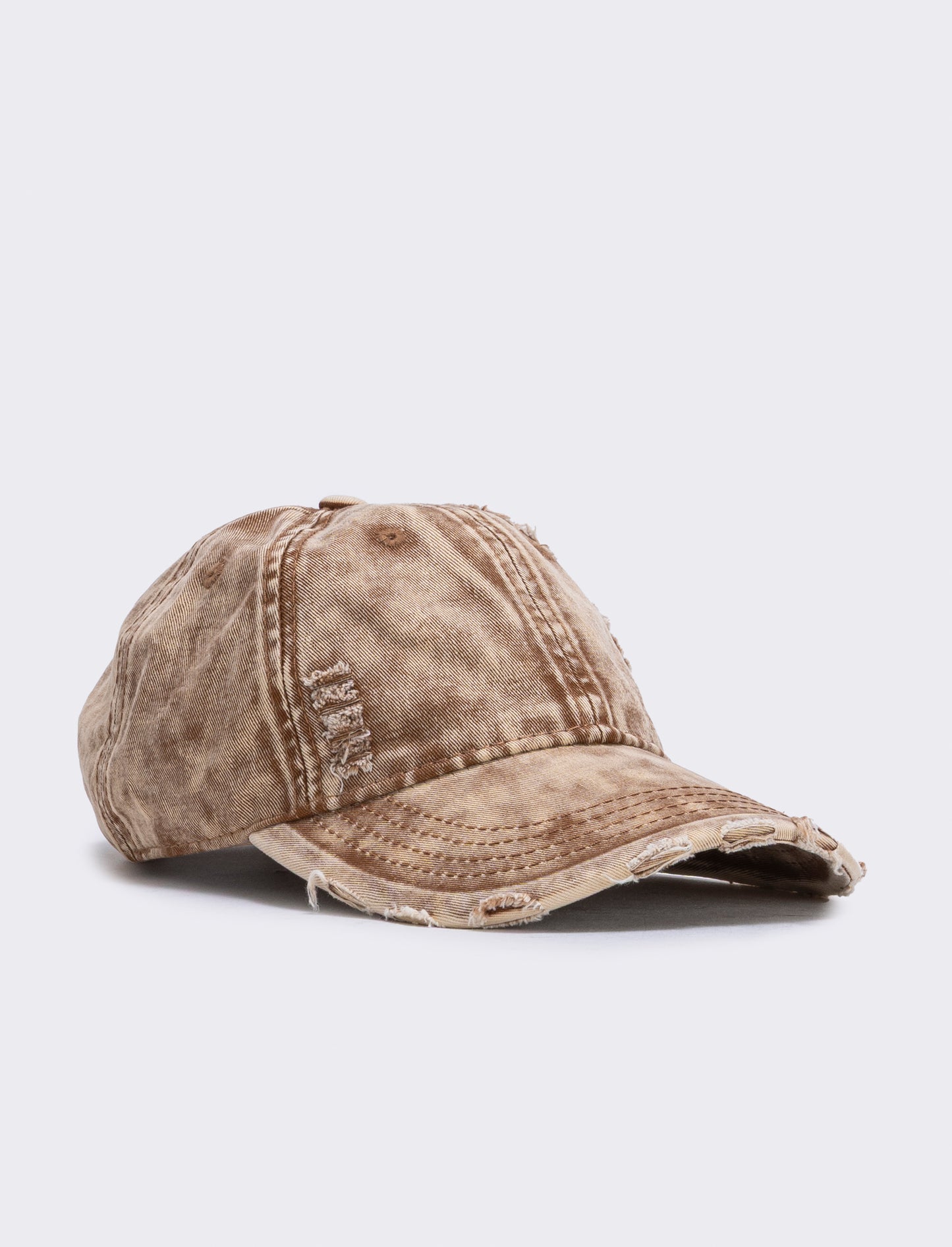 Cappello baseball delavè sfrangiato - Beige