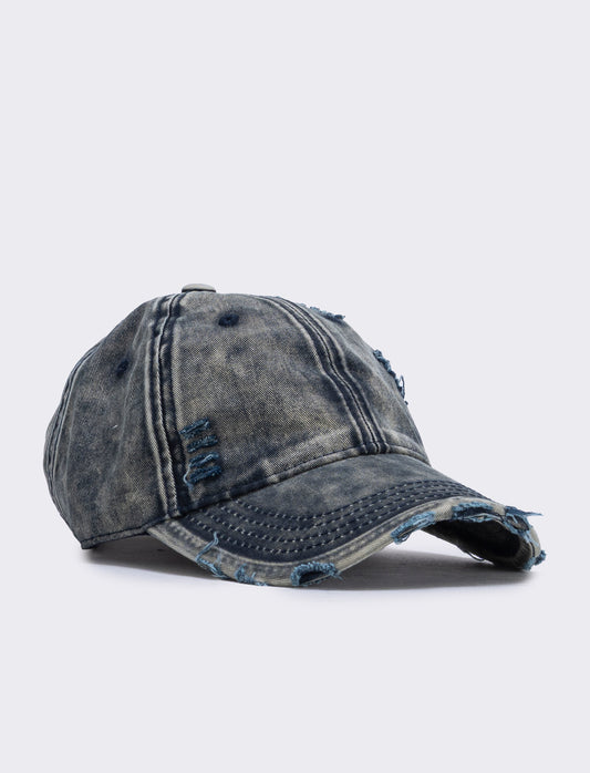 Distressed frayed baseball cap - Blue