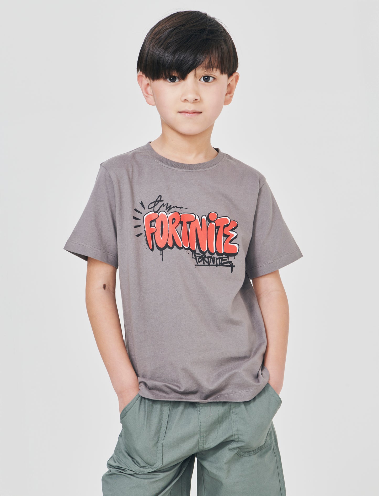 T-Shirt Fortnite in cotone con stampe - Grigio