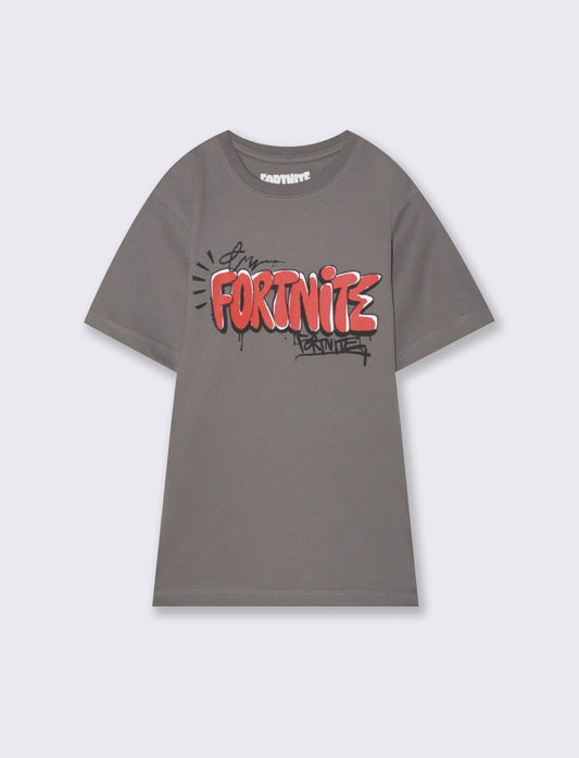 T-Shirt Fortnite in cotone con stampe - Grigio