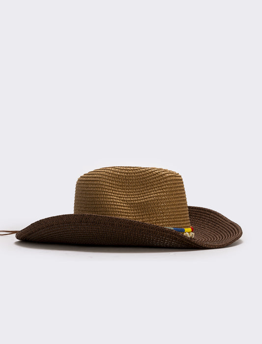 Cappello cowboy con cordoncino multiuso - Marrone