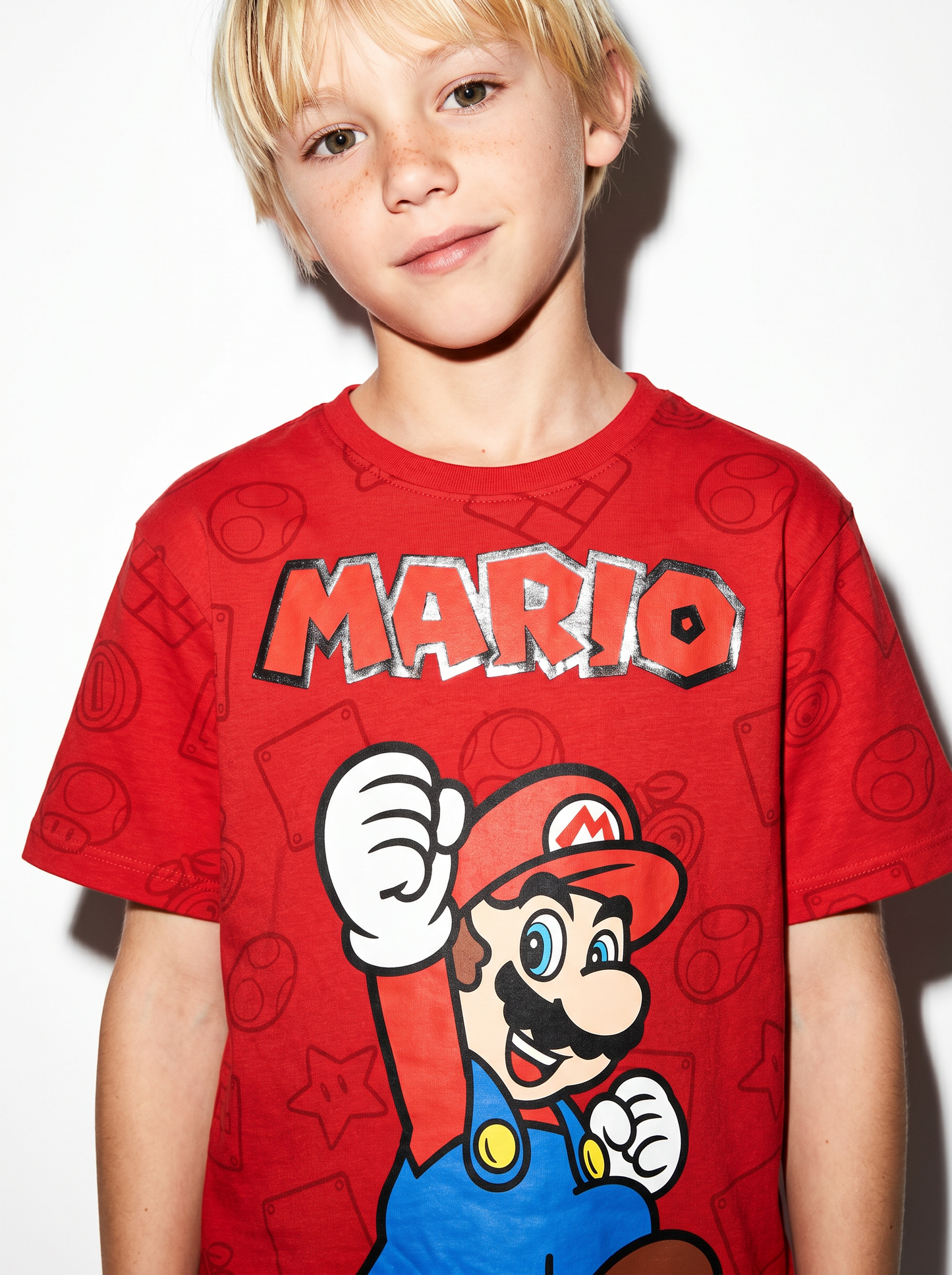 T-Shirt in cotone con stampe Supermario - Rosso