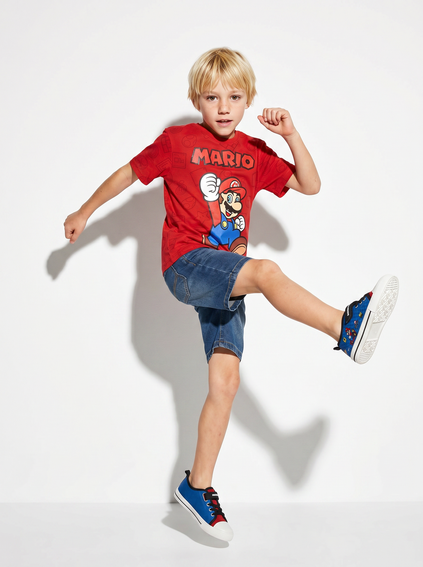 T-Shirt in cotone con stampe Supermario - Rosso