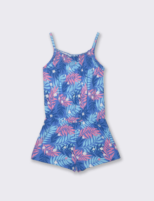 Multicolor cotton jersey overalls - Sky blue