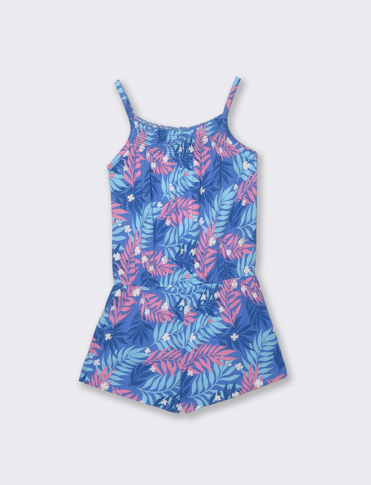 Salopette multicolor in cotone jersey - Azzurro cielo