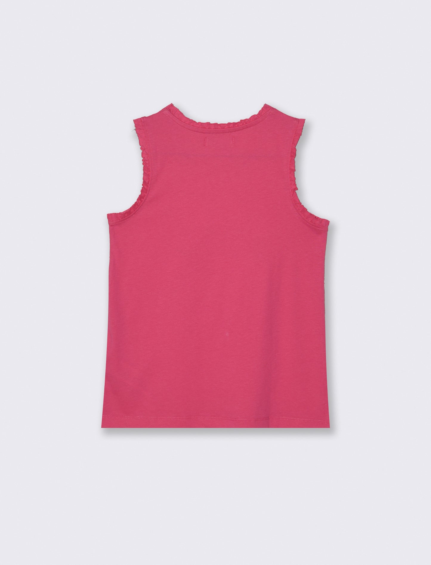 Cotton tank top with summer ruffles - Fuxia