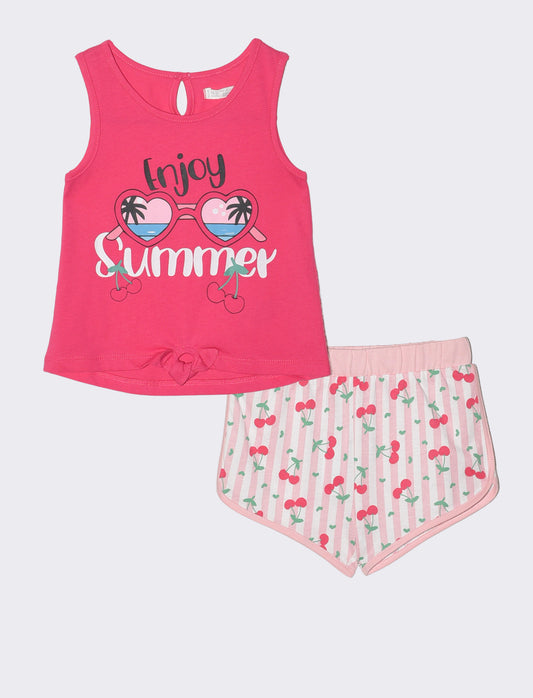 Completo canotta e shorts estivi trendy - Fuxia