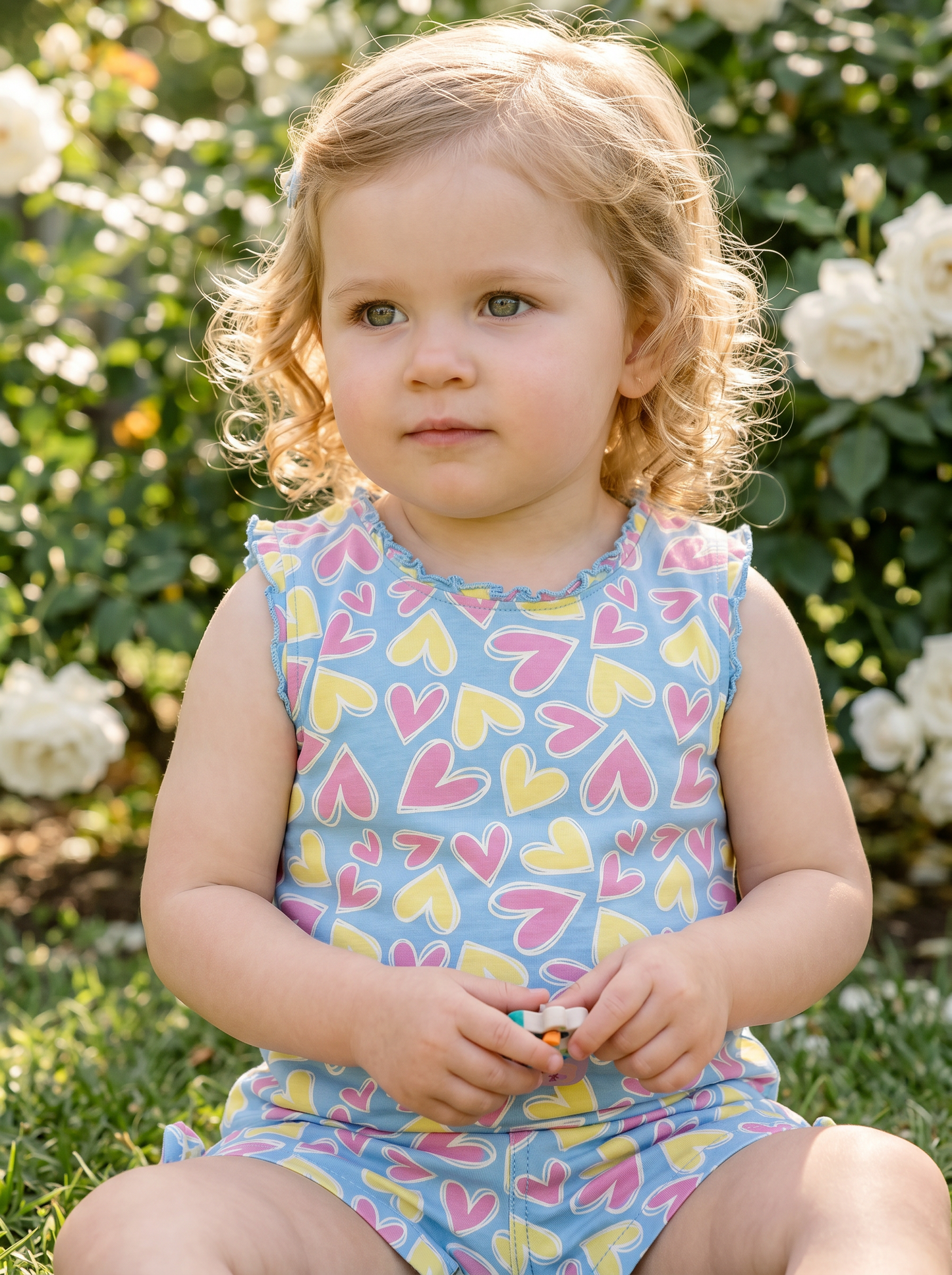 Romantic tank top with ruffles in jersey - Sky blue