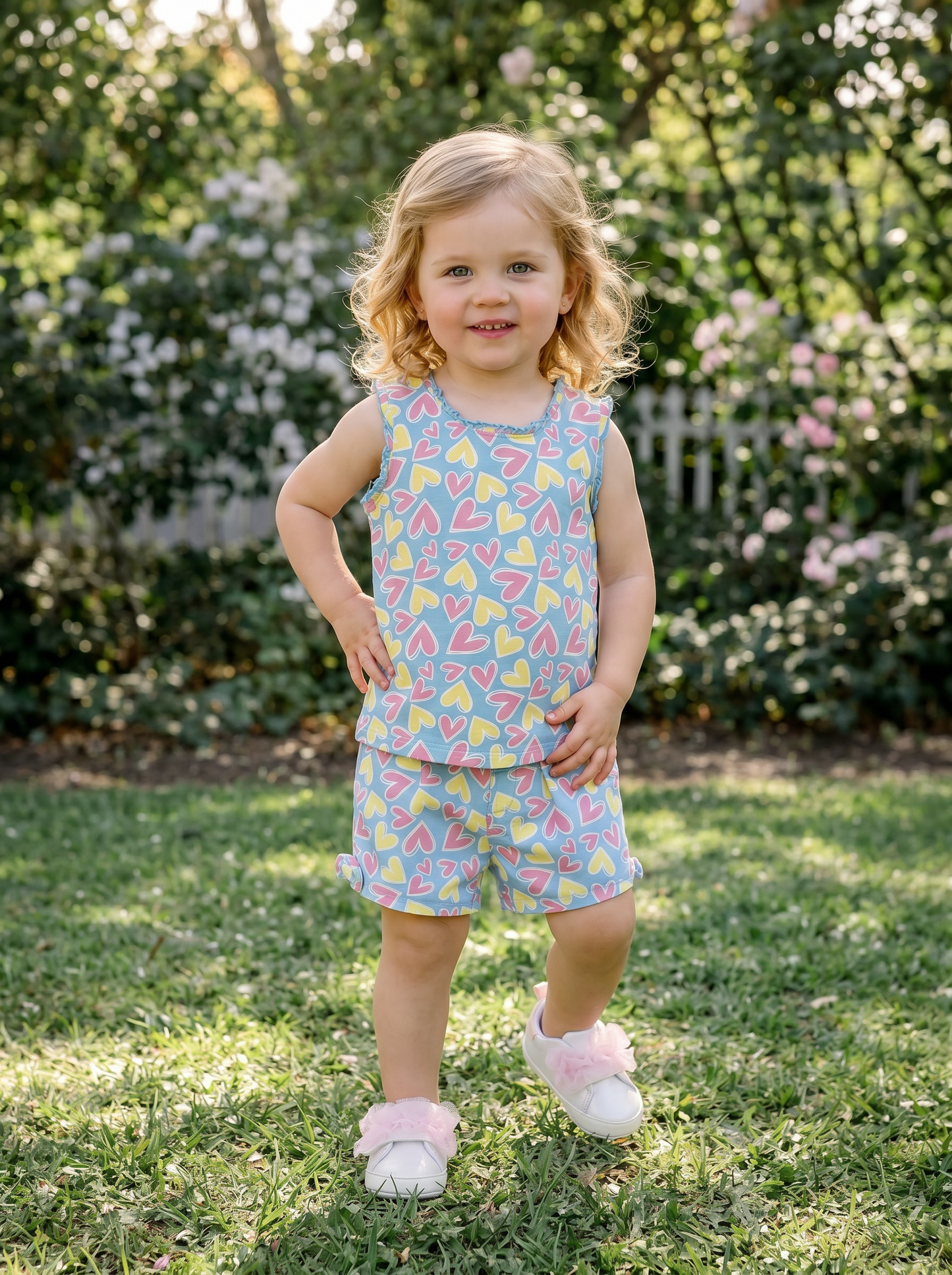 Romantic tank top with ruffles in jersey - Sky blue