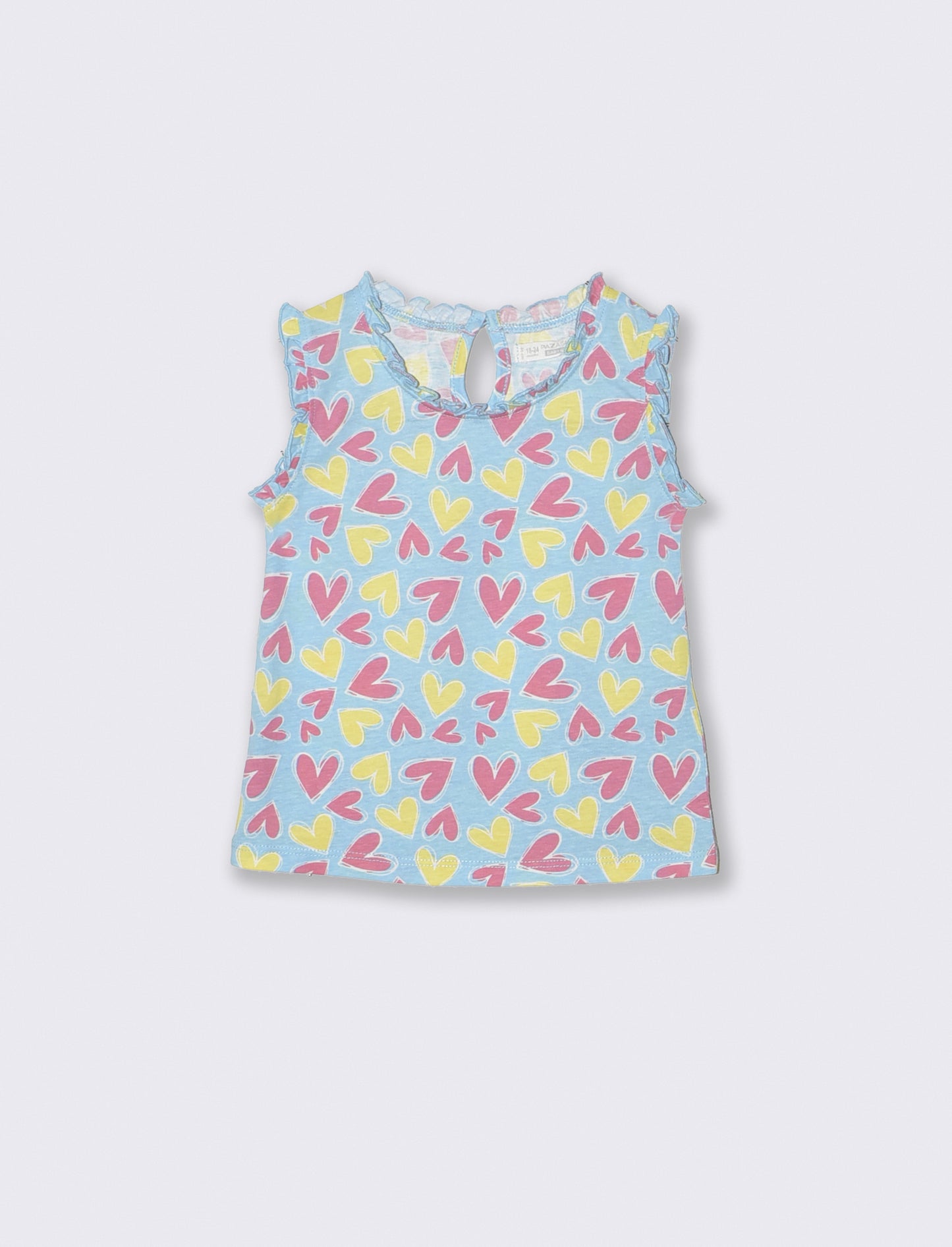 Romantic tank top with ruffles in jersey - Sky blue