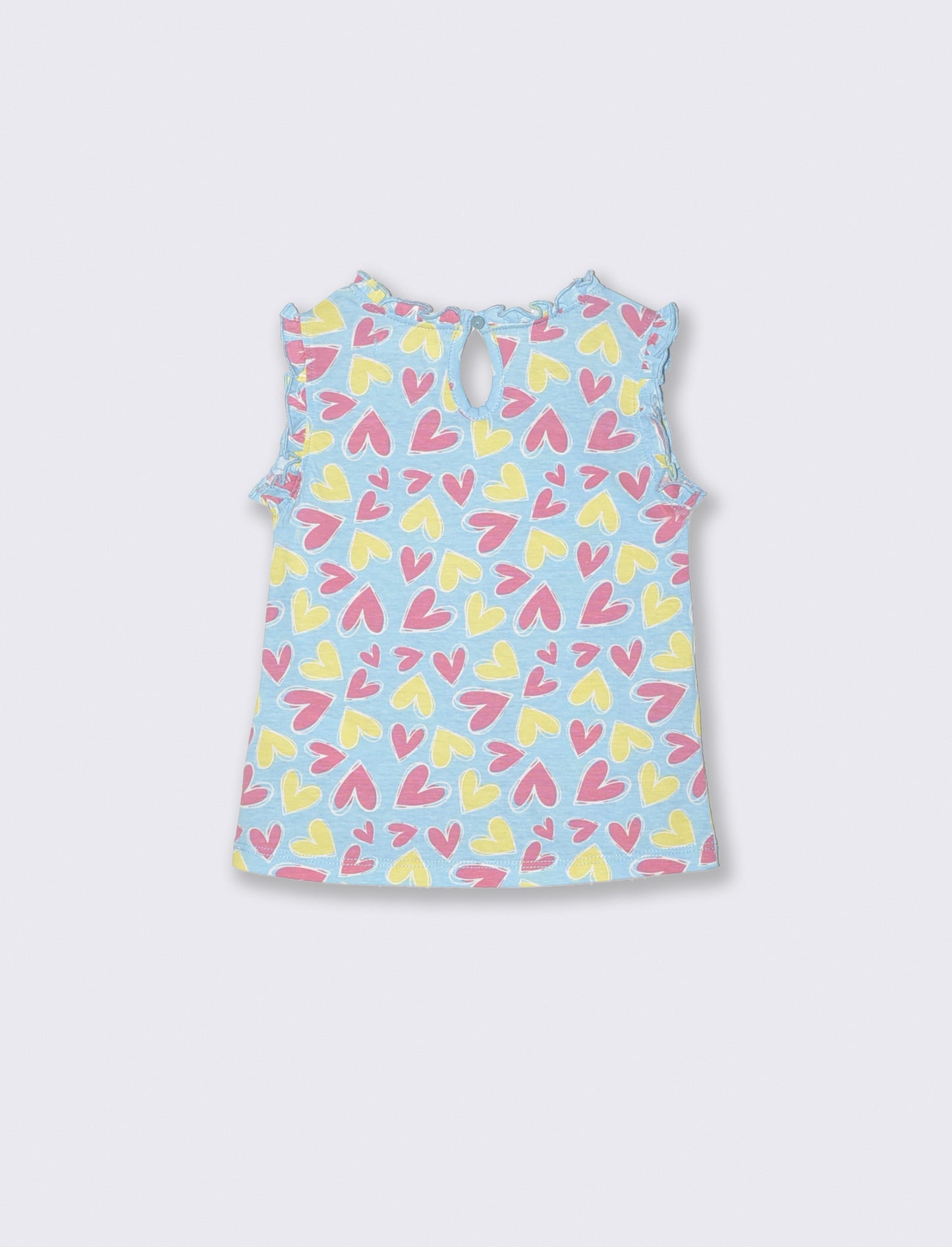 Romantic tank top with ruffles in jersey - Sky blue