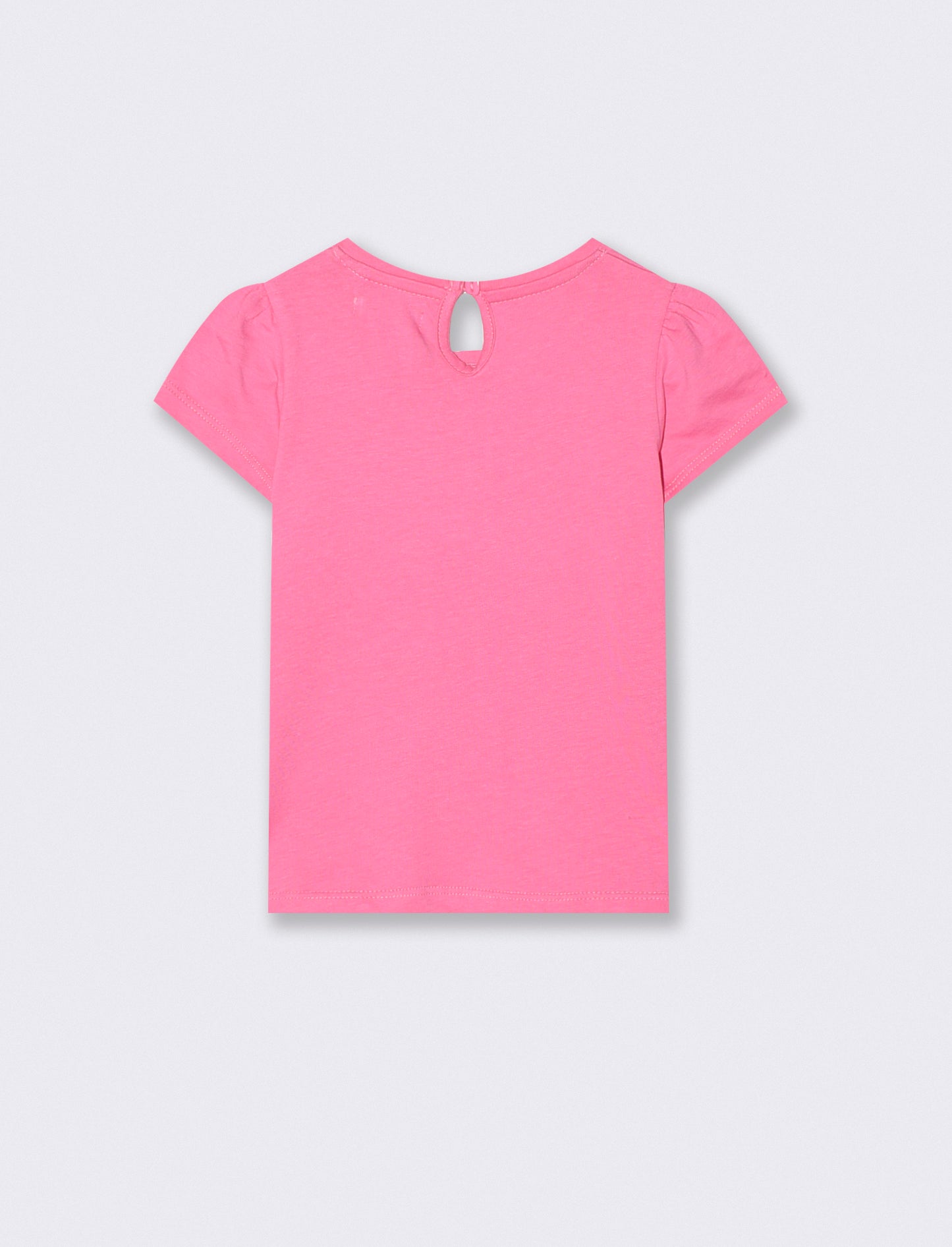 Short T-shirt with Print and Buttons - Pink