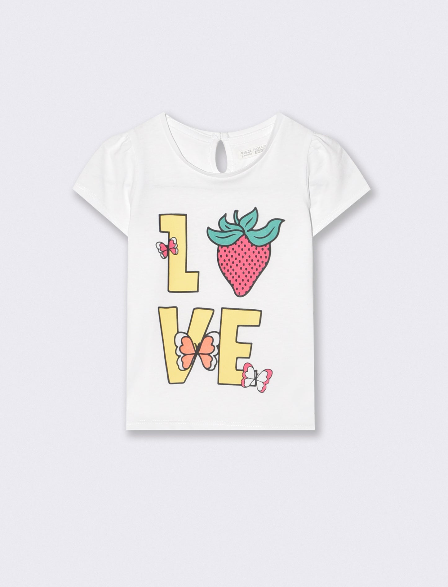 Short T-shirt with Print and Buttons - White