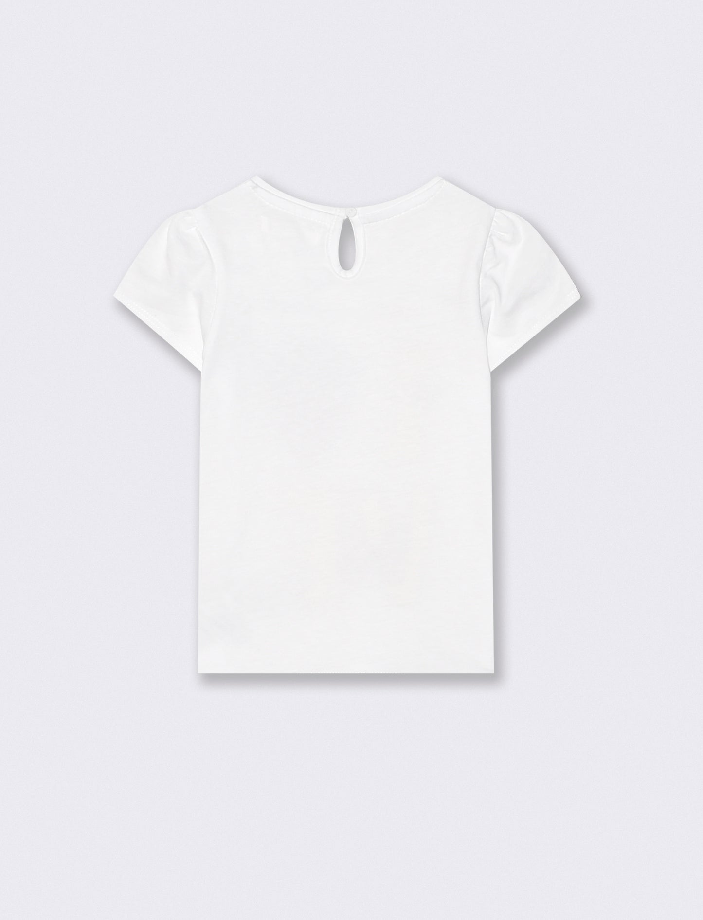 Short T-shirt with Print and Buttons - White