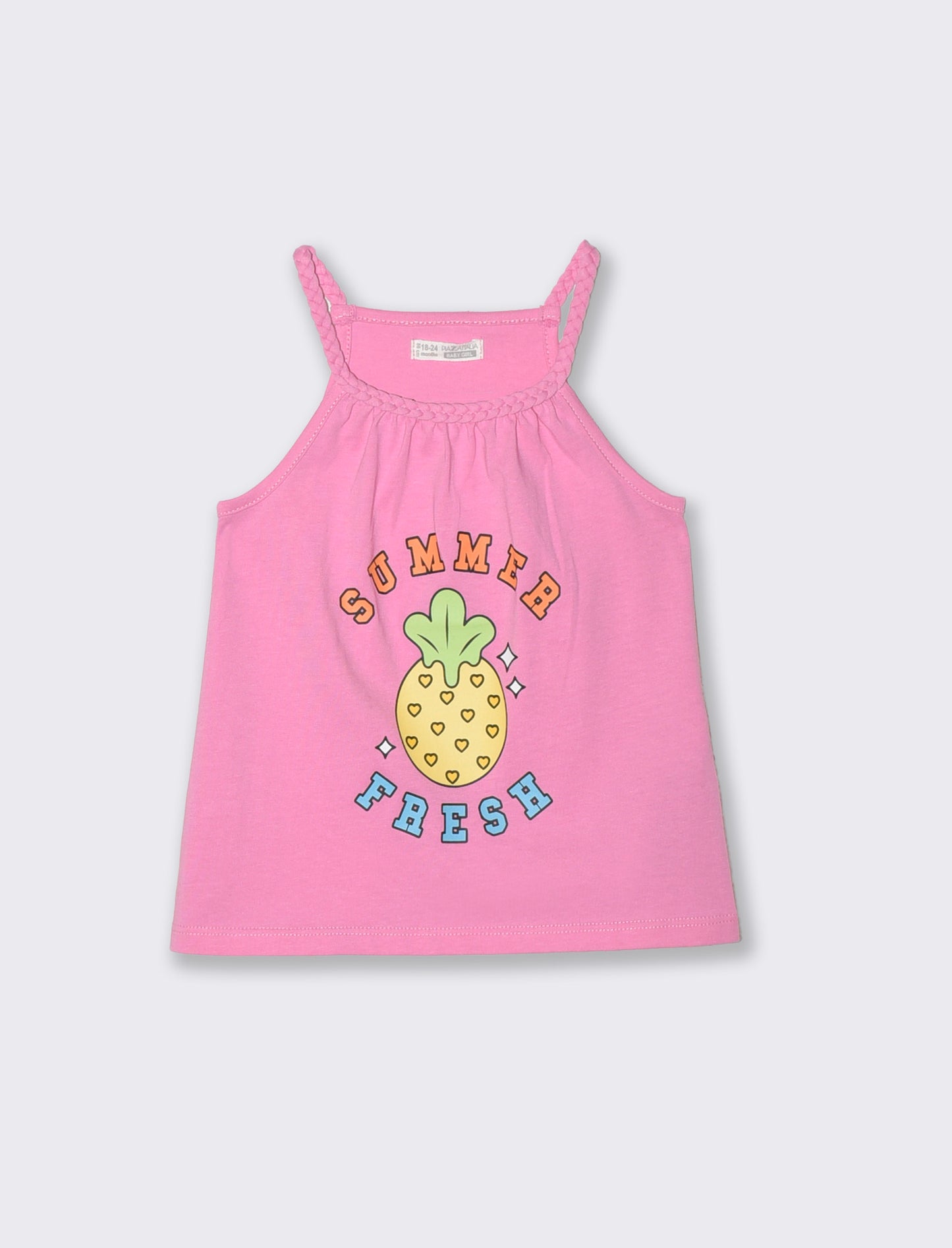 Summer tank top with neck braid - Pink