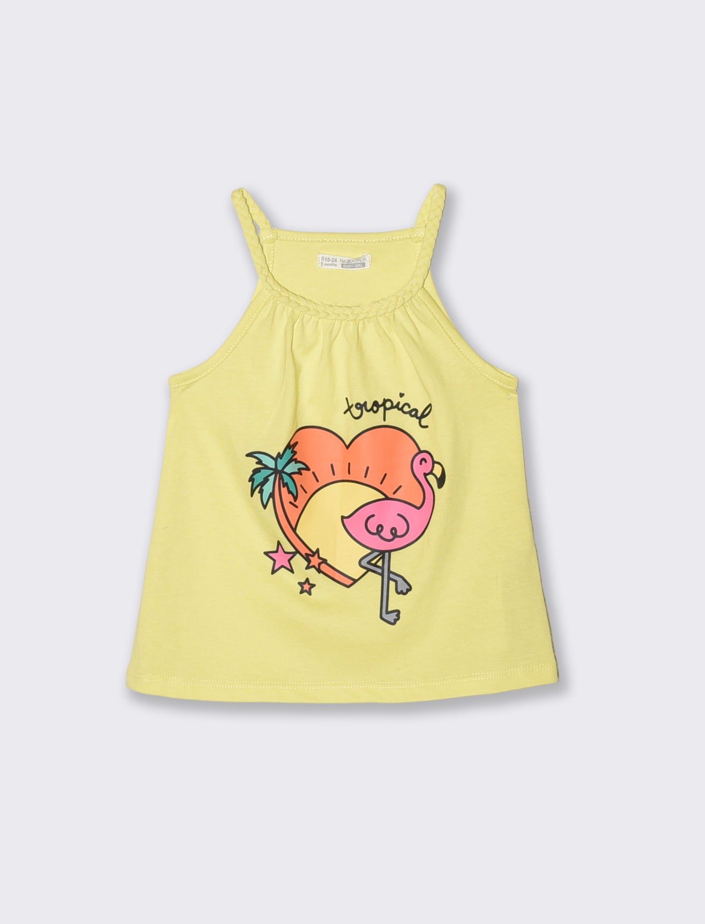 Summer tank top with neck braid - Yellow