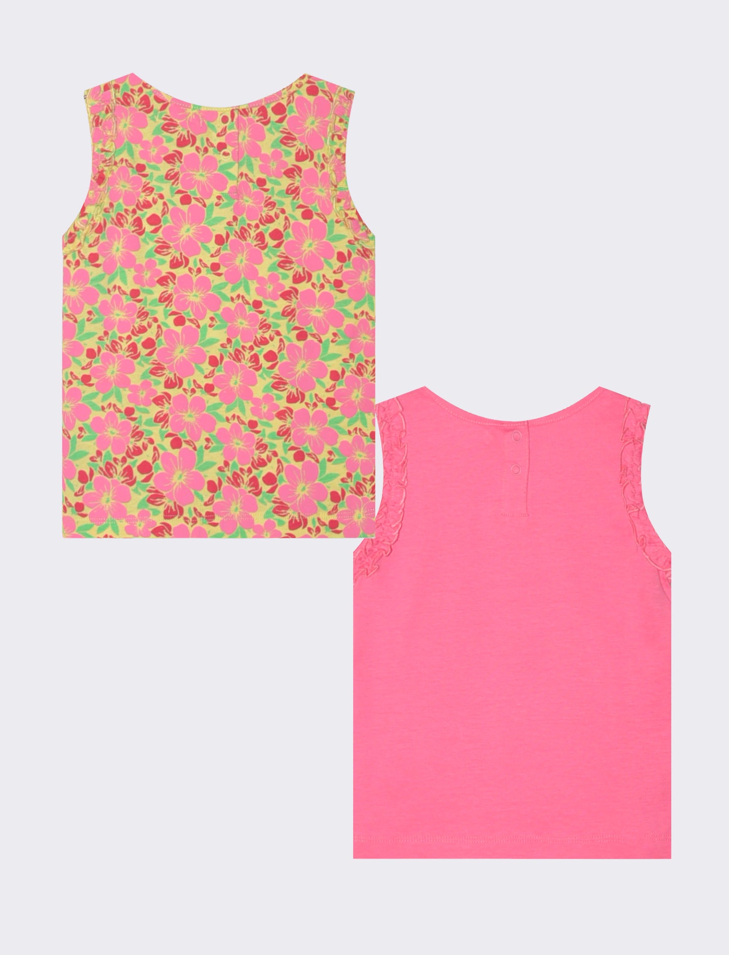 Bipack tank tops with ruffles and unique prints - Pink