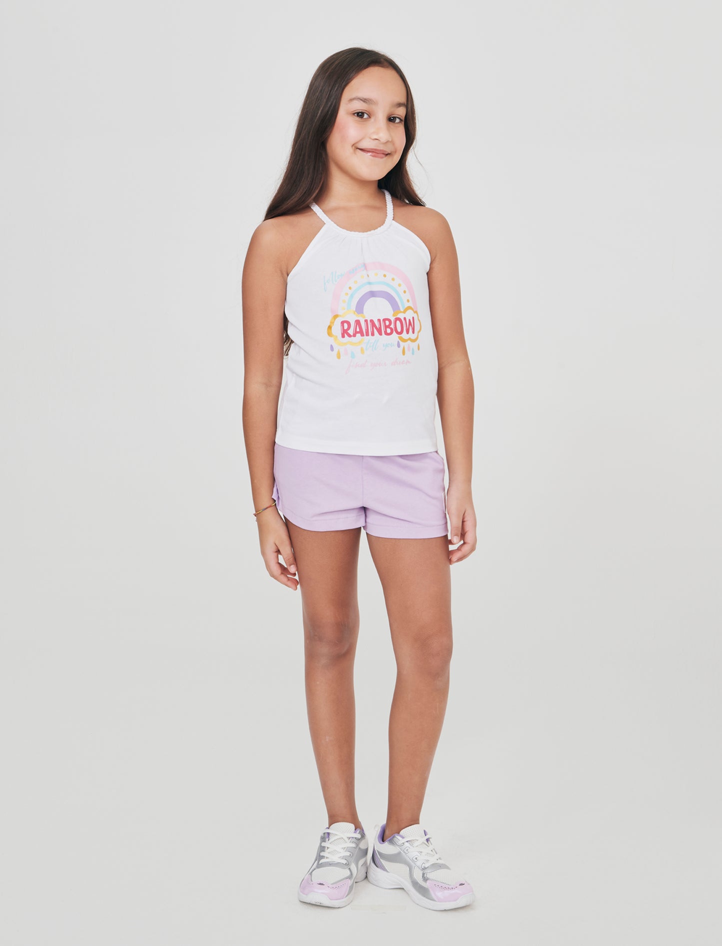 Shorts in cotone con elastico. - Lilla