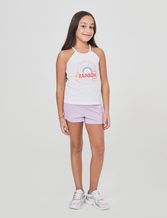 Shorts in cotone con elastico in vita - Lilla