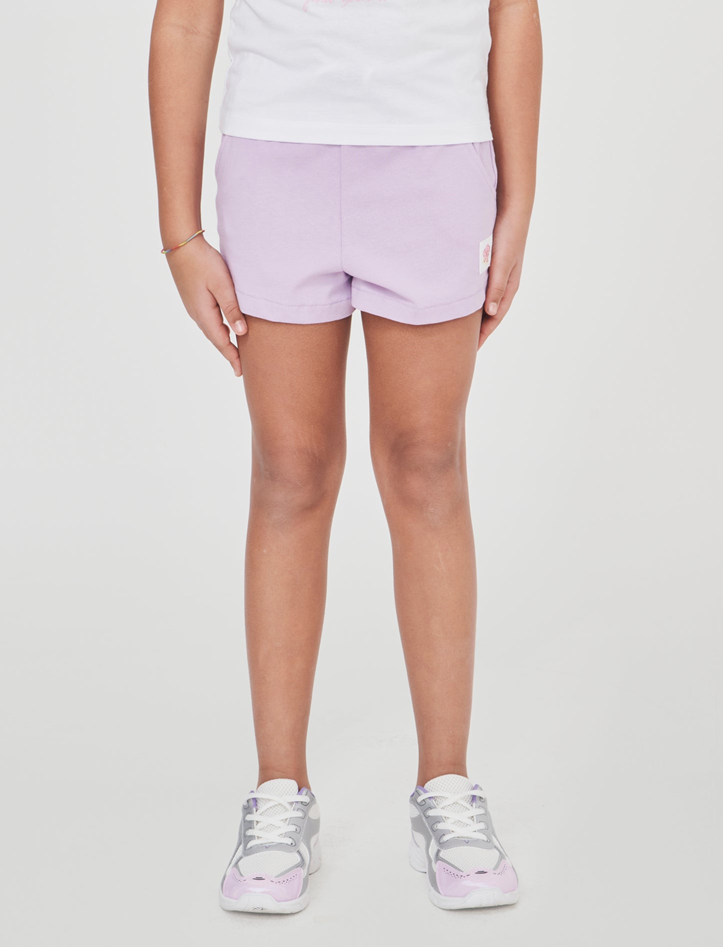 Shorts in cotone con elastico. - Lilla