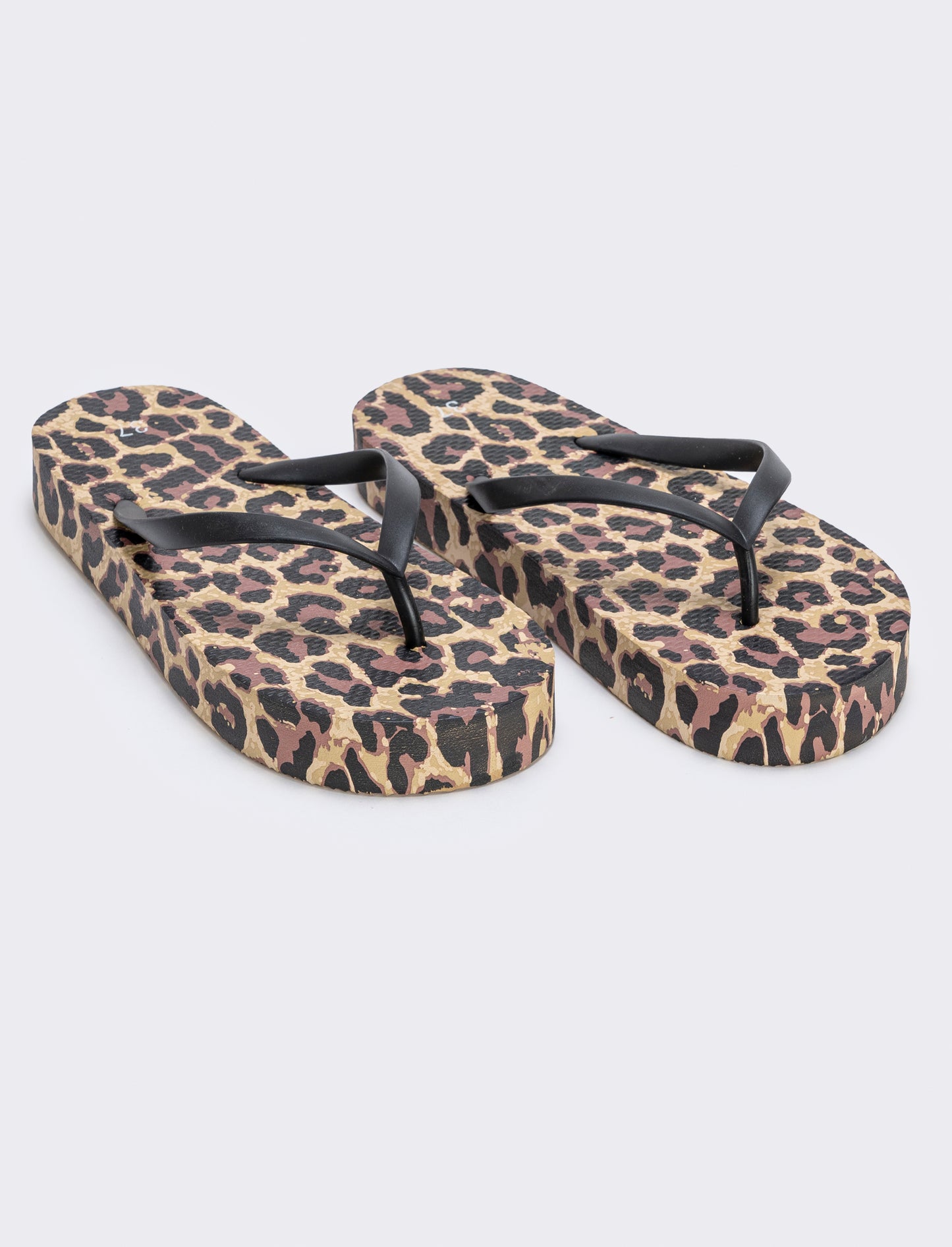Leopard print wedge flip-flops - Black
