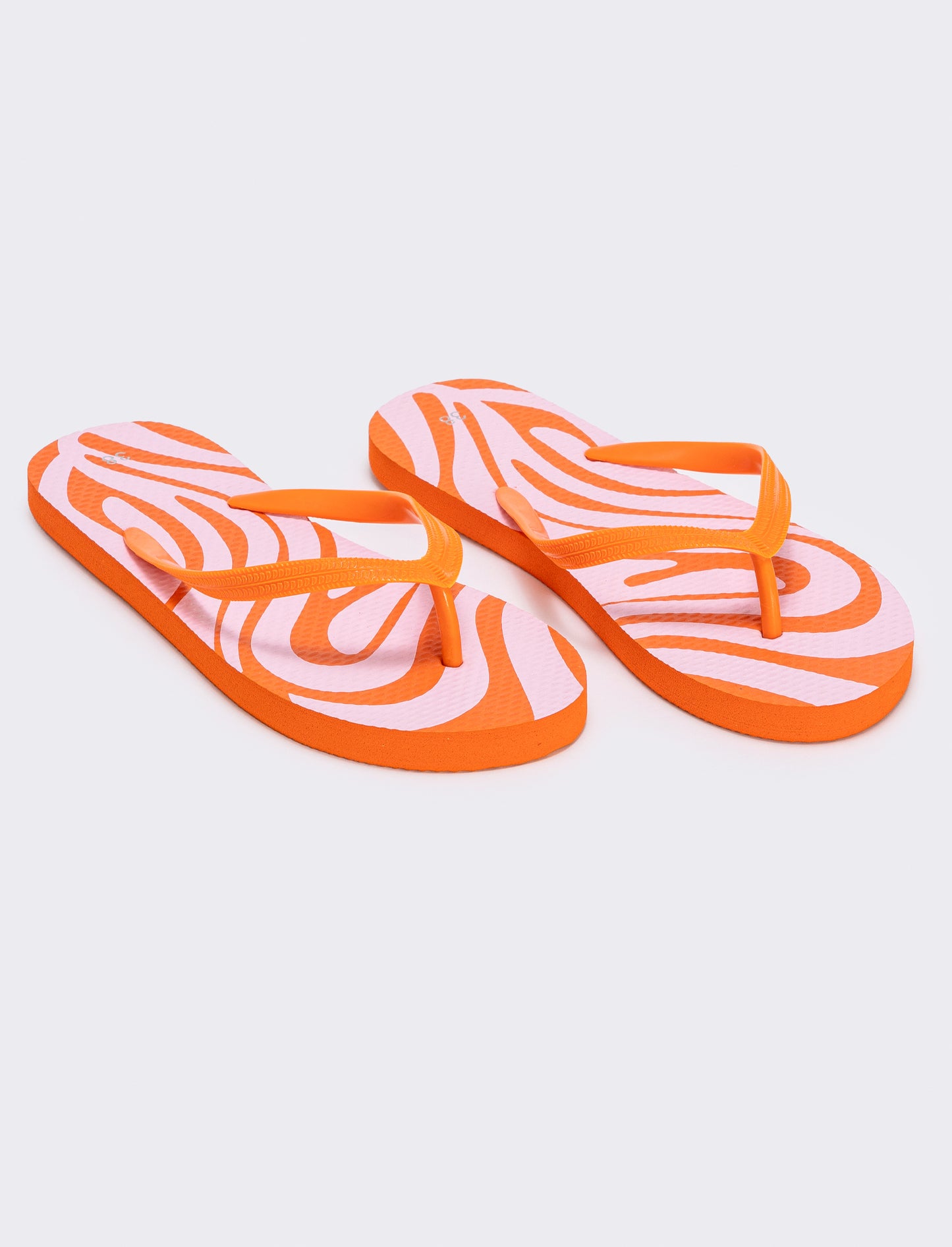 Abstract Print PVC Flip Flops - Orange