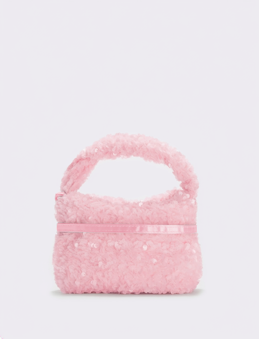 Girl's bag with shiny sequins - Pink