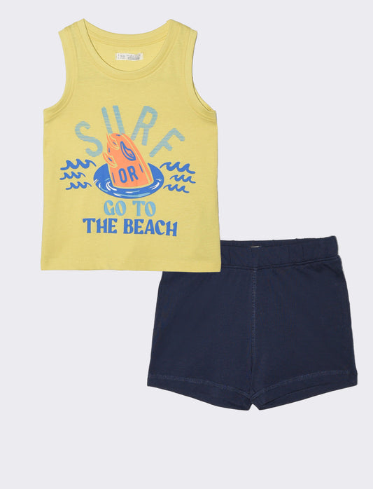 Completo canotta e shorts estivi casual - Giallo