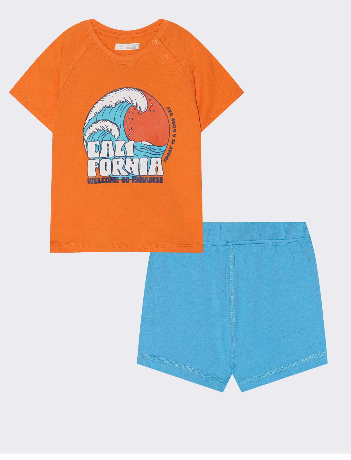 Complete casual t-shirt and shorts set - Orange