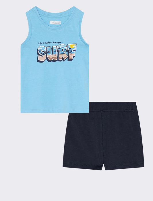 Set canotta e pantaloncini casual chic - Azzurro