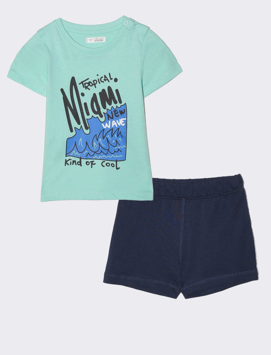 Completo estivo: maglietta e shorts - Verde acqua