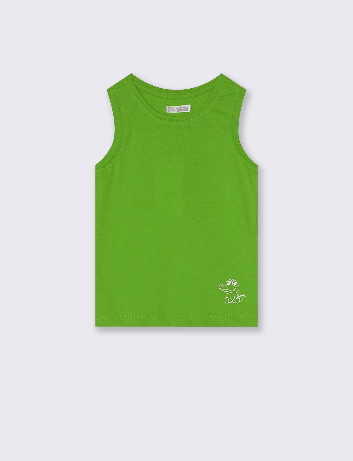 Canotta tinta unita con stampa e costina - Verde prato