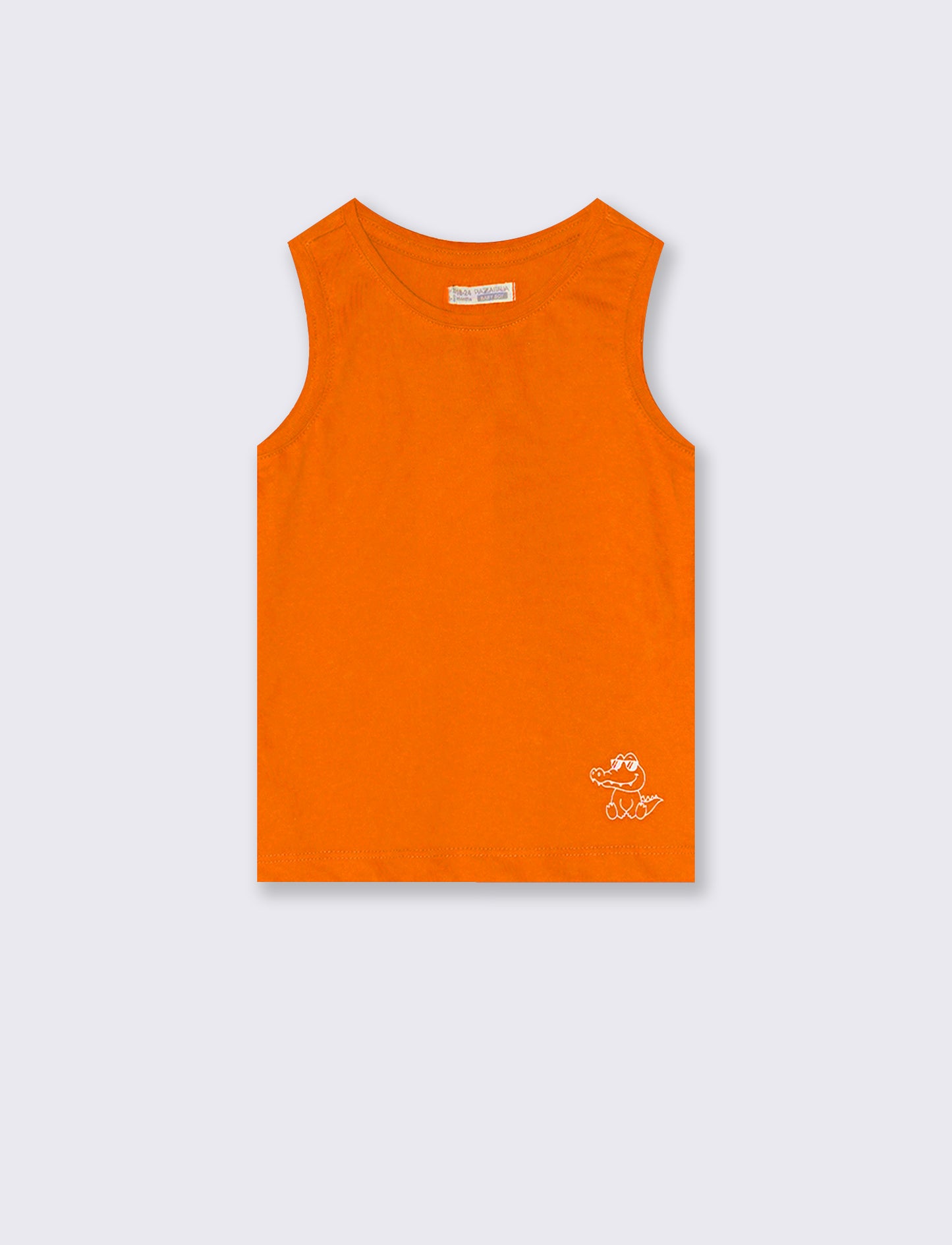 Solid tank top with print and ribbing - Orange