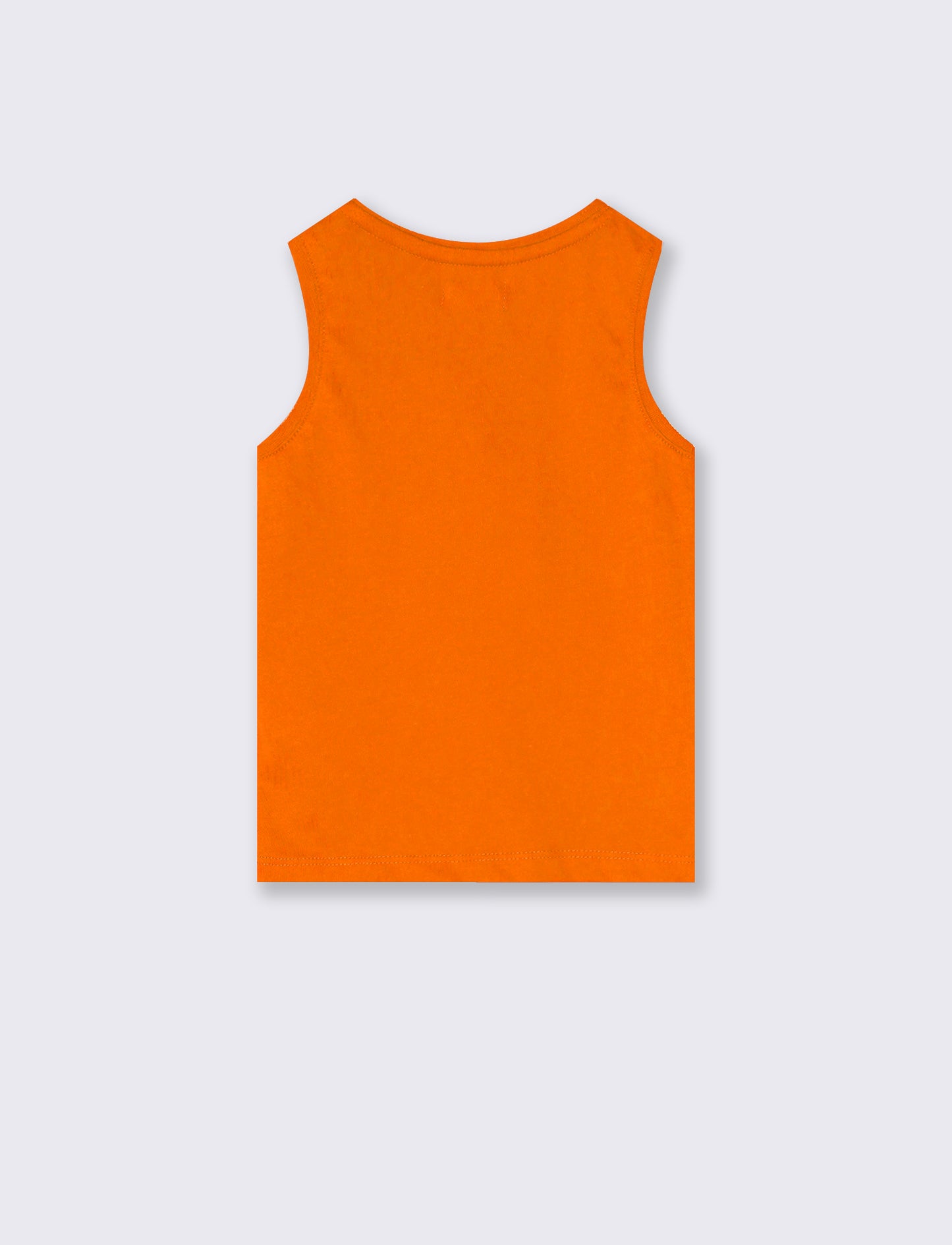 Solid tank top with print and ribbing - Orange